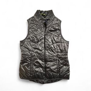 Black Puffer Vest Womens M Quilted Zip Up Lightweight Gilet Athleisure Layering